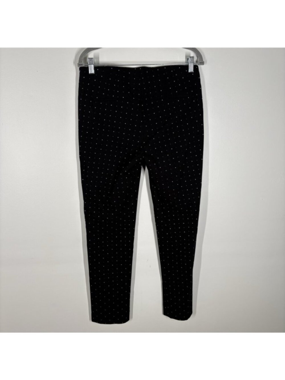 White House Black Market Womn 8 Black White Dot Print The Slim Side Zip Pant NWT - Picture 7 of 12